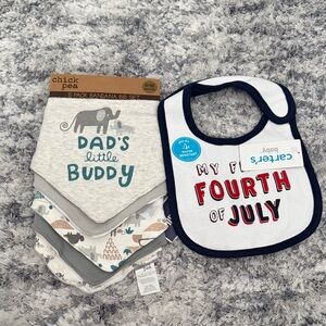 Chick Pea Bandana Bib Set - Gray, Blue, White